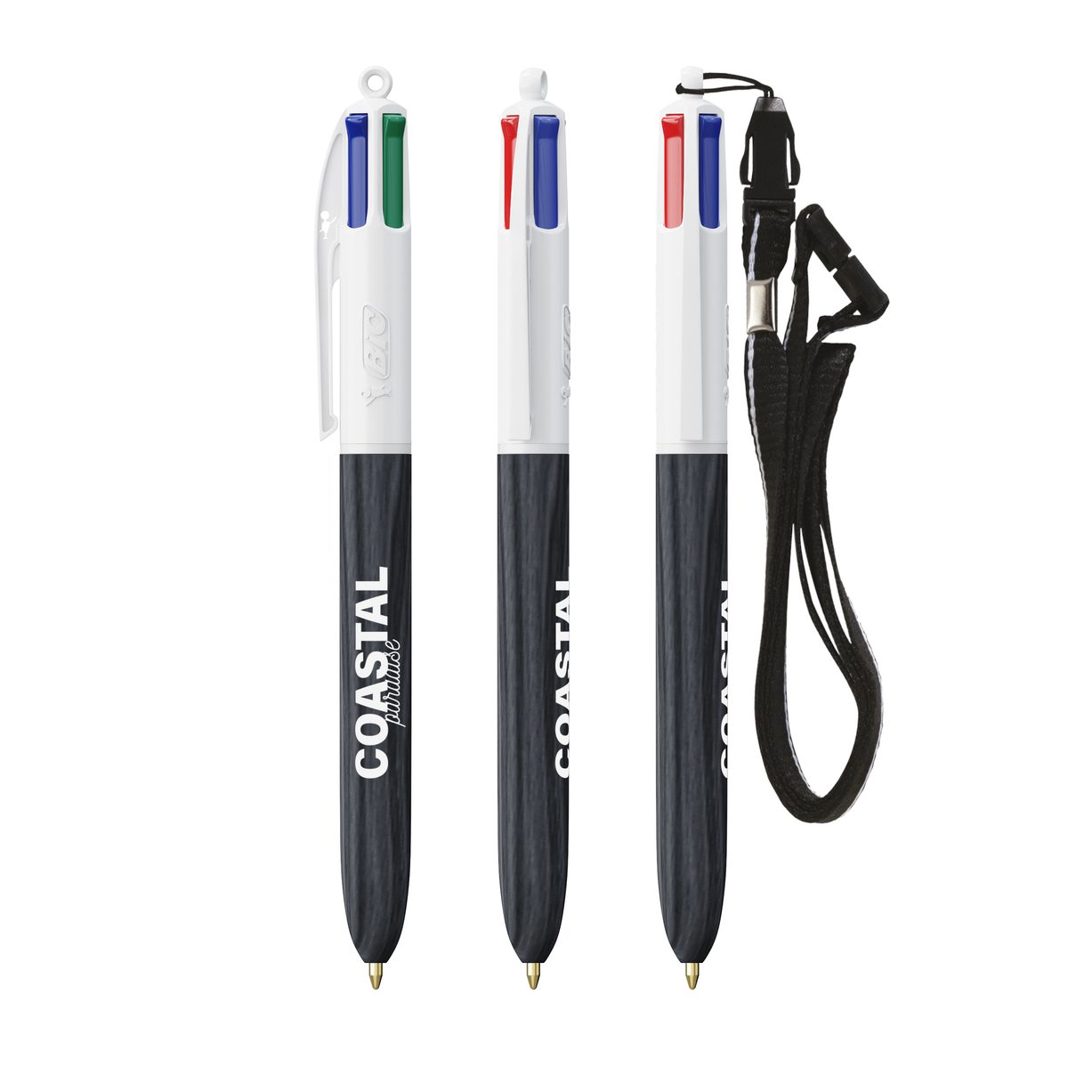 BIC 4 Couleurs aspect bois avec cordon personnalisé - vue 2